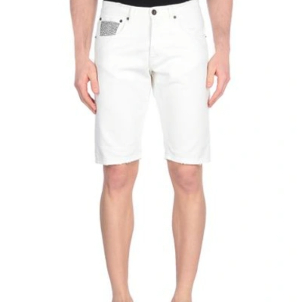 Macchia J White Denim Jean Short Classic Cotton Studs Made Italy Sz 31 ButtonFly